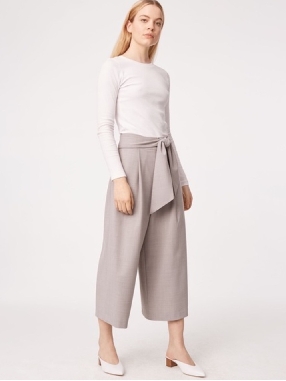 Club Monaco Izabelah Wide Cropped Wool Pants Heather Grey Size 00